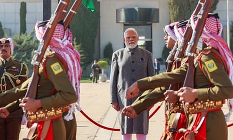 PM Modi arrives in Jordan (IANS)