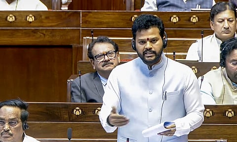 Union Minister of Civil Aviation Ram Mohan Naidu Kinjarapu speaks in the Rajya Sabha during the Winter session of Parliament, in New Delhi (PTI)