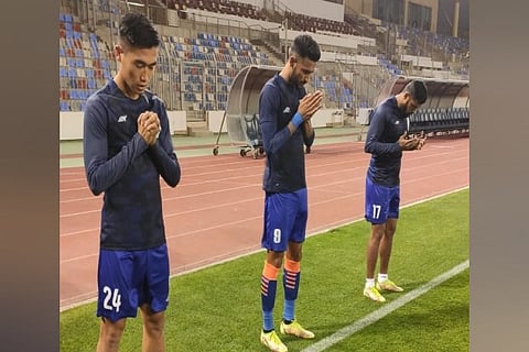Indian footballers seen praying