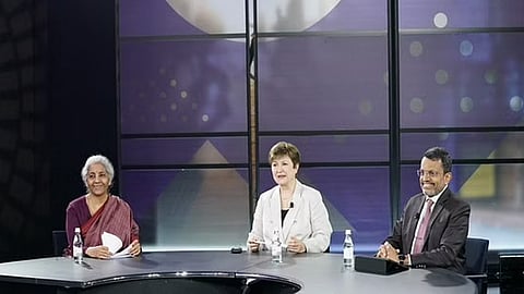 Union Minister of Finance Nirmala Sitharaman at a seminar held during the ongoing spring meet of the International Monetary Fund (IMF).
