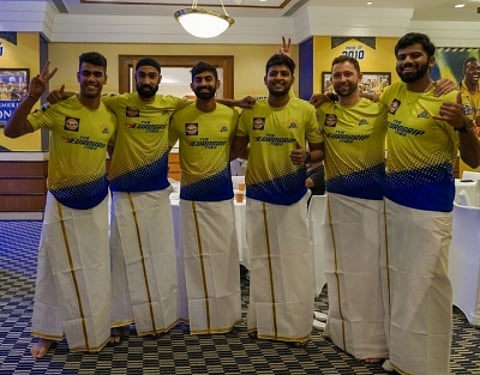 CSK players take up the Kolam challenge; celebrate the traditional way