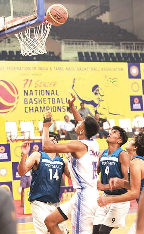 Action from the men?s match between Tamil Nadu and Delhi