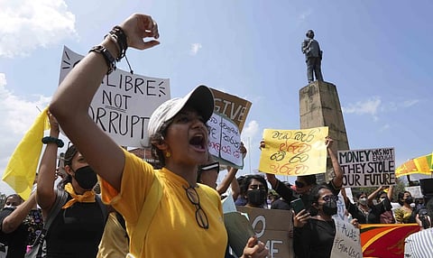 Sri Lankans protest demanding president Gotabaya Rajapaksa resign in Colombo