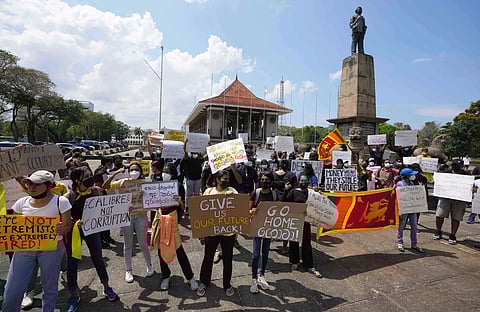 Protesters gathered at Sri Lankan capital Colombo