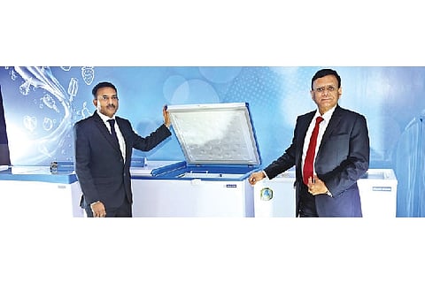 (L-R) M Srinivas Reddy, VP, Commercial Refrigeration Business, with B Thiagarajan, MD, Blue Star, at the launch event in Chennai