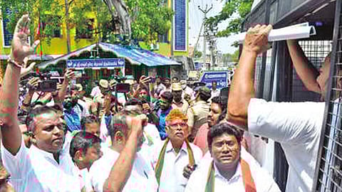 BJP workers in prison van.