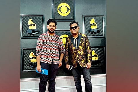 Music Director AR Rahman with his son Ameen at 2022 Grammys