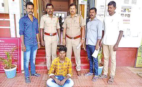 Trespasser M Surendar caught by police in Coimbatore on Thursday.