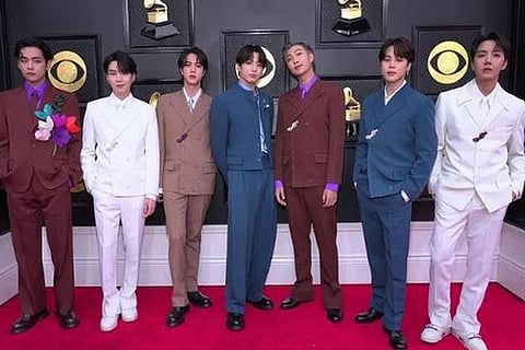 BTS members at Grammys 2022