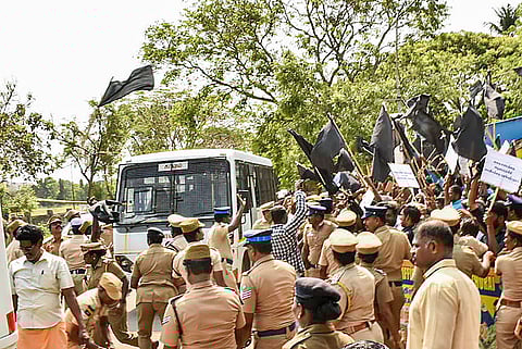 On April 19, a black flag demo was held against Ravi during his visit to a Saivite mutt in Mayiladuthurai district opposing him over the pendency of TN anti-NEET Assembly bill.