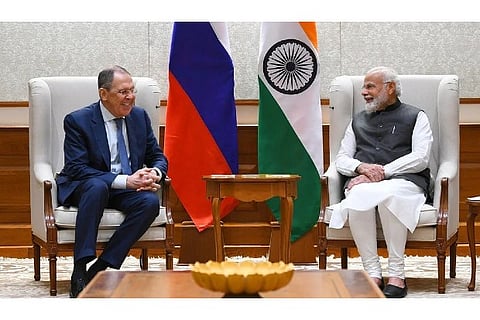 Russian Foreign Minister Sergey Lavrov and Prime Minister Narendra Modi