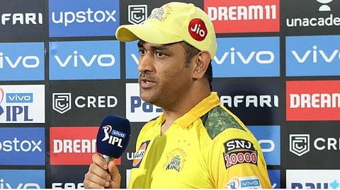 MS Dhoni in the post-match presentation