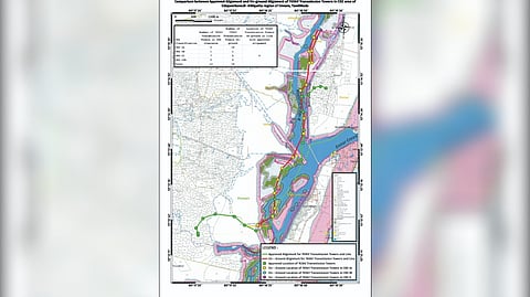 The approved and actual alignment of Tantransco towers