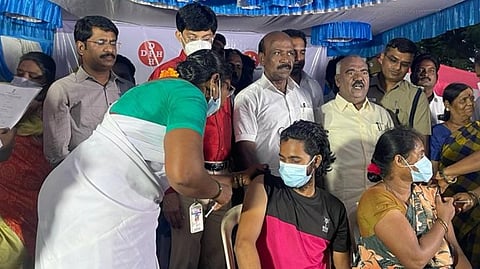 Ma Subramanian at the camp in Koyilanur, Villupuram.