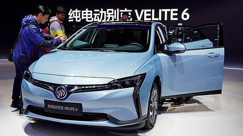 Buick's electric vehicle(EV) Velite 6 of GM is unveiled during the media day for Shanghai auto show in Shanghai