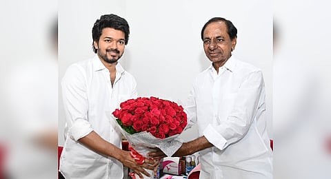 Actor Vijay meets Telangana CM Chandrasekhar Rao
