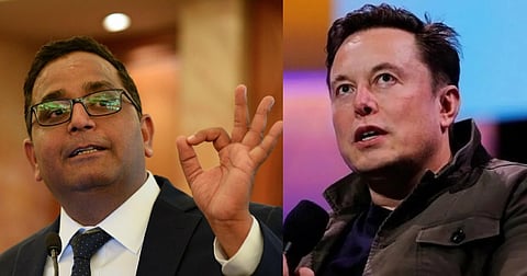 Paytm?s founder and CEO Vijay Shekhar Sharma (left) and Tesla CEO Elon Musk