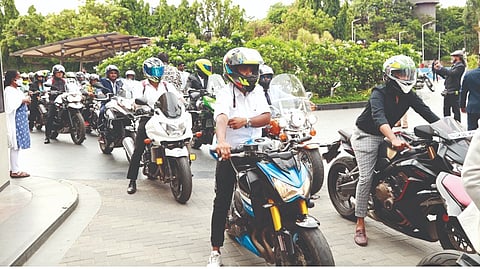 Bikers waiting to be flagged off at the event