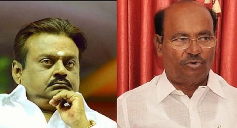 DMDK Founder Vijayakant and PMK Founder S Ramadoss