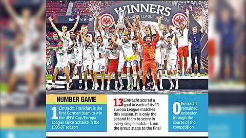 Eintracht Frankfurt celebrating the victory