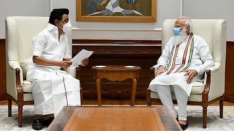 CM Stalin in a meeting with PM Modi in Delhi