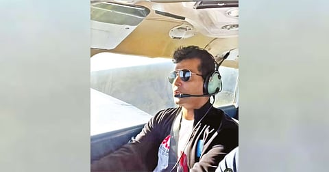 Screengrab of Vinay Rai flying a engine airplane