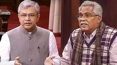 Railway Minister Ashwini Vaishnaw and CPI MP Binoy Viswam