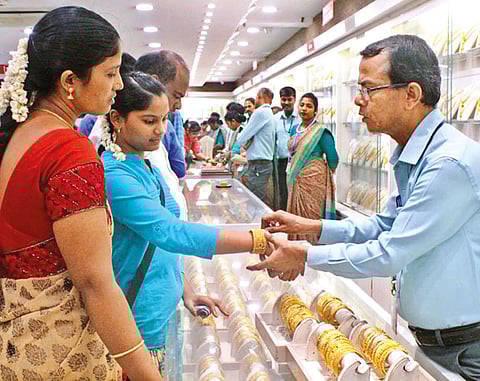 Customers are checking the gold collections