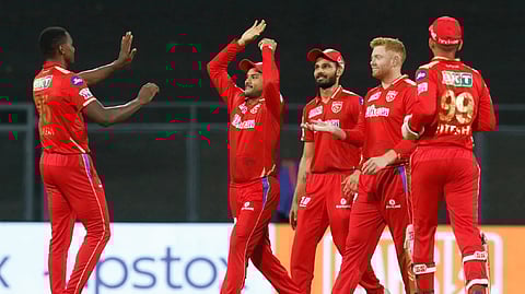 PBKS players celebrating the win