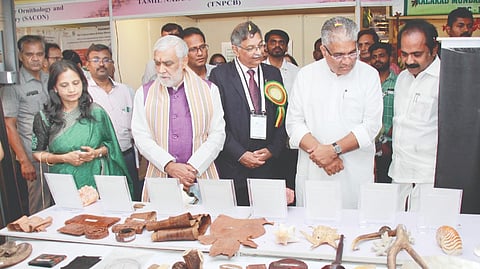 Bhupender Yadav (2nd from right) inaugurating Biological Diversity Exhibition at Kalaivanar Arangam in Chennai on Sunday