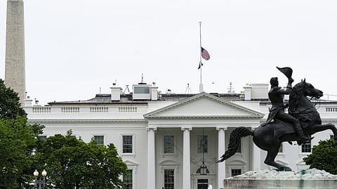 Flags fly at half-staff over the White House