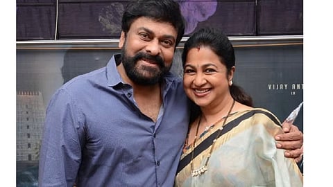 Actress Radhika Sarathkumar with megastar Chiranjeevi