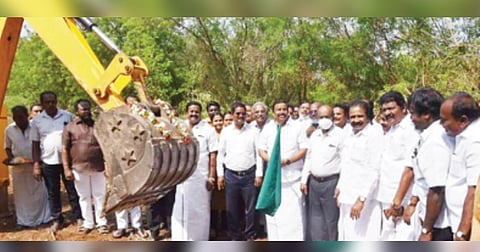 Minister KN Nehru inaugurating the Aristo RoB works
in Tiruchy on Saturday