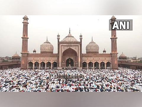 Devotees offer namaz at Jama Masjid