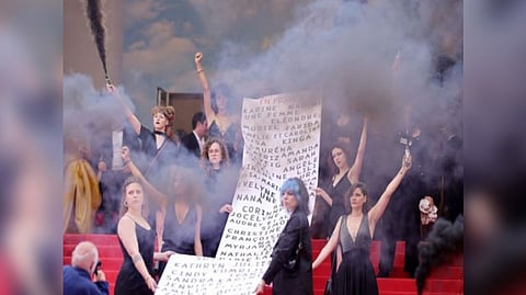 Protesters at Cannes Red Carpet