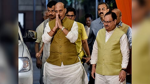 Defence Minister Rajnath Singh and BJP national president JP Nadda