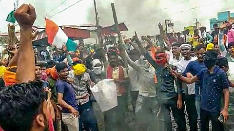 The youths gathered at the highway in Behror and blocked it for nearly 15 minutes, police said.