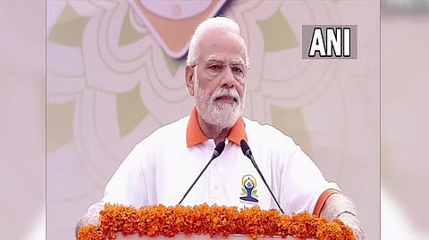 PM Narendra Modi in Mysuru on eighth International Day of Yoga.
