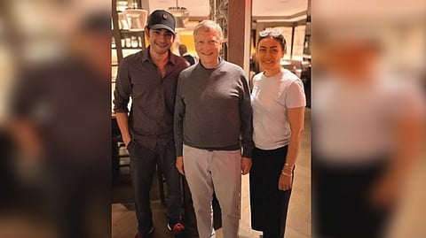 Mahesh Babu with his wife Namrata Shirodkar and Bill Gates