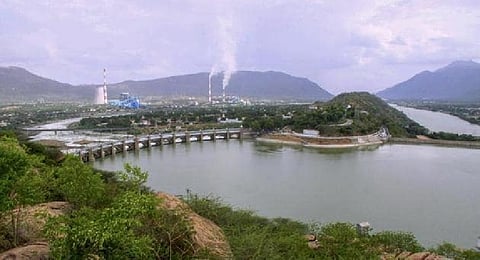 Cauvery river flowing through Mettur Dam in Tamil Nadu