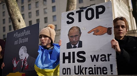 A demonstration in support of Ukraine