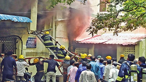 File photos of the blaze at RGGGH