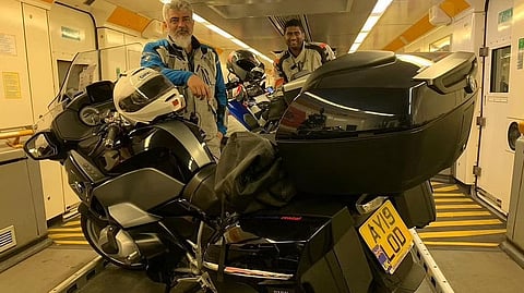 Snap of Ajith Kumar during his biking tour