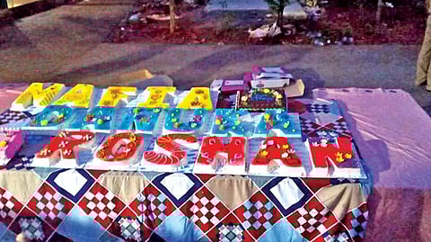 18-kg cake arranged for a birthday party of Danuka Roshan.