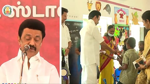 Stalin launches the Ennum Ezhuthum Scheme at Azhinjivakkam panchayat union middle school.
