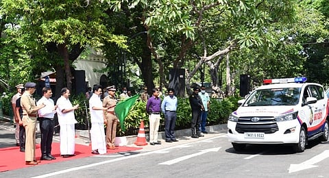 Stalin flagged off 93 new patrol vehicles for the Chennai police