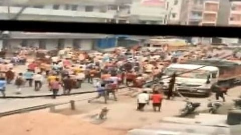 Protesters attacking the houses of Bihar Deputy CM Renu Devi