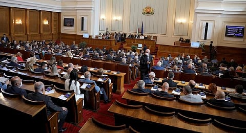 A general view shows the Bulgarian parliament during voting on a no-confidence motion