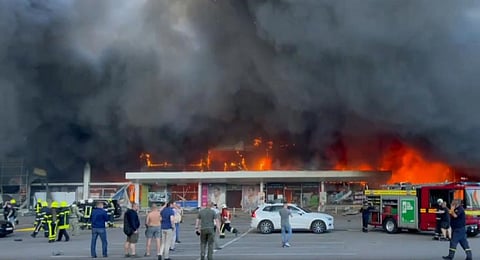 Missiles hit shopping centre with over 1,000 people inside in city of Kremenchuk
