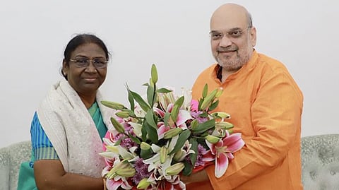 Union Home Minister Amit Shah and presidential candidate Droupadi Murmu